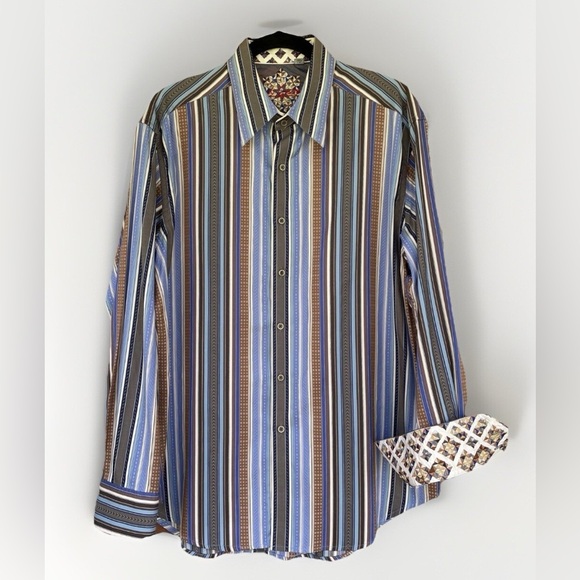 Robert Graham Striped Button Down Shirt Size XL